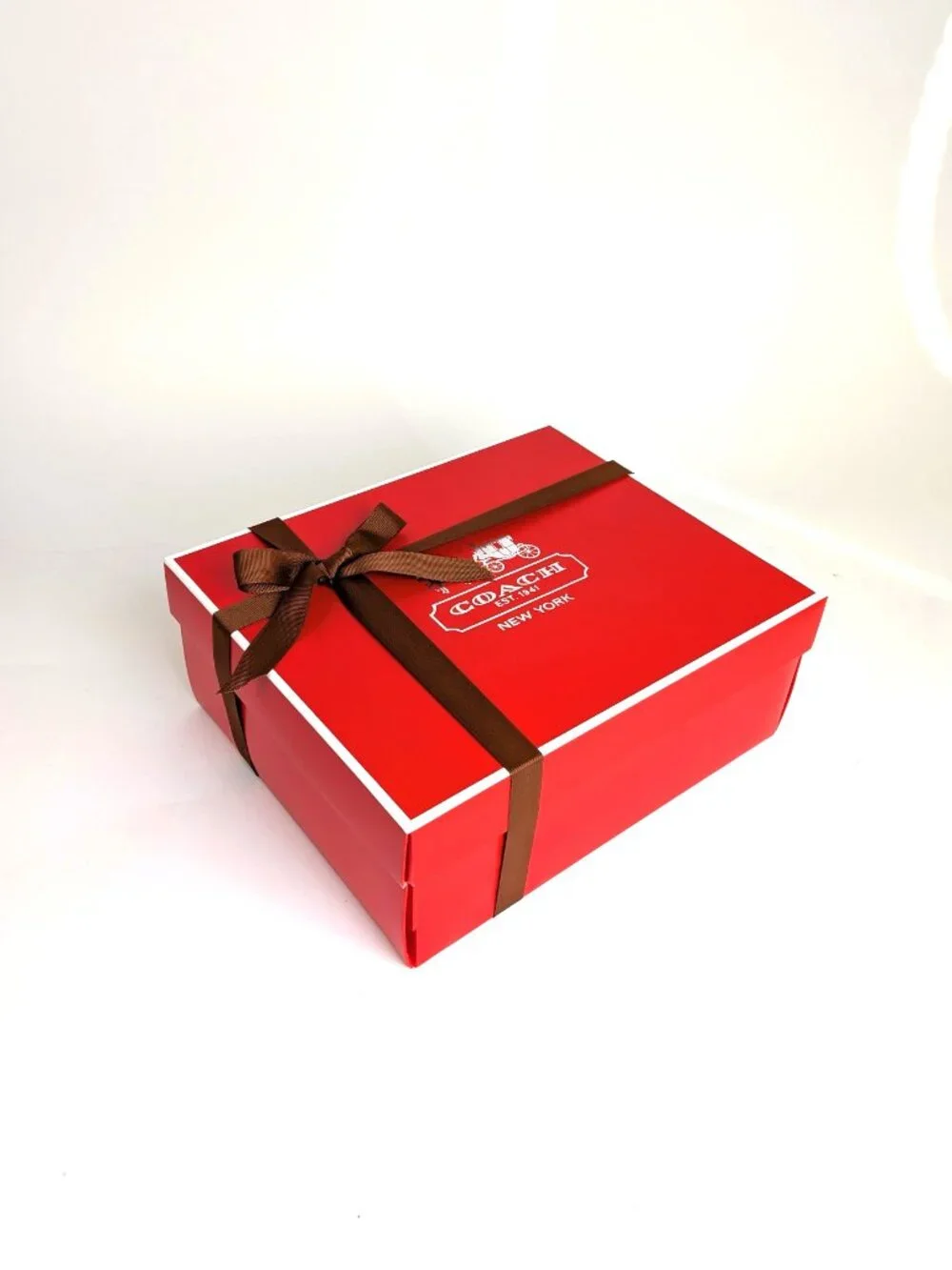 Authentic COACH Red Gift Box with Lid & Ribbon – Medium